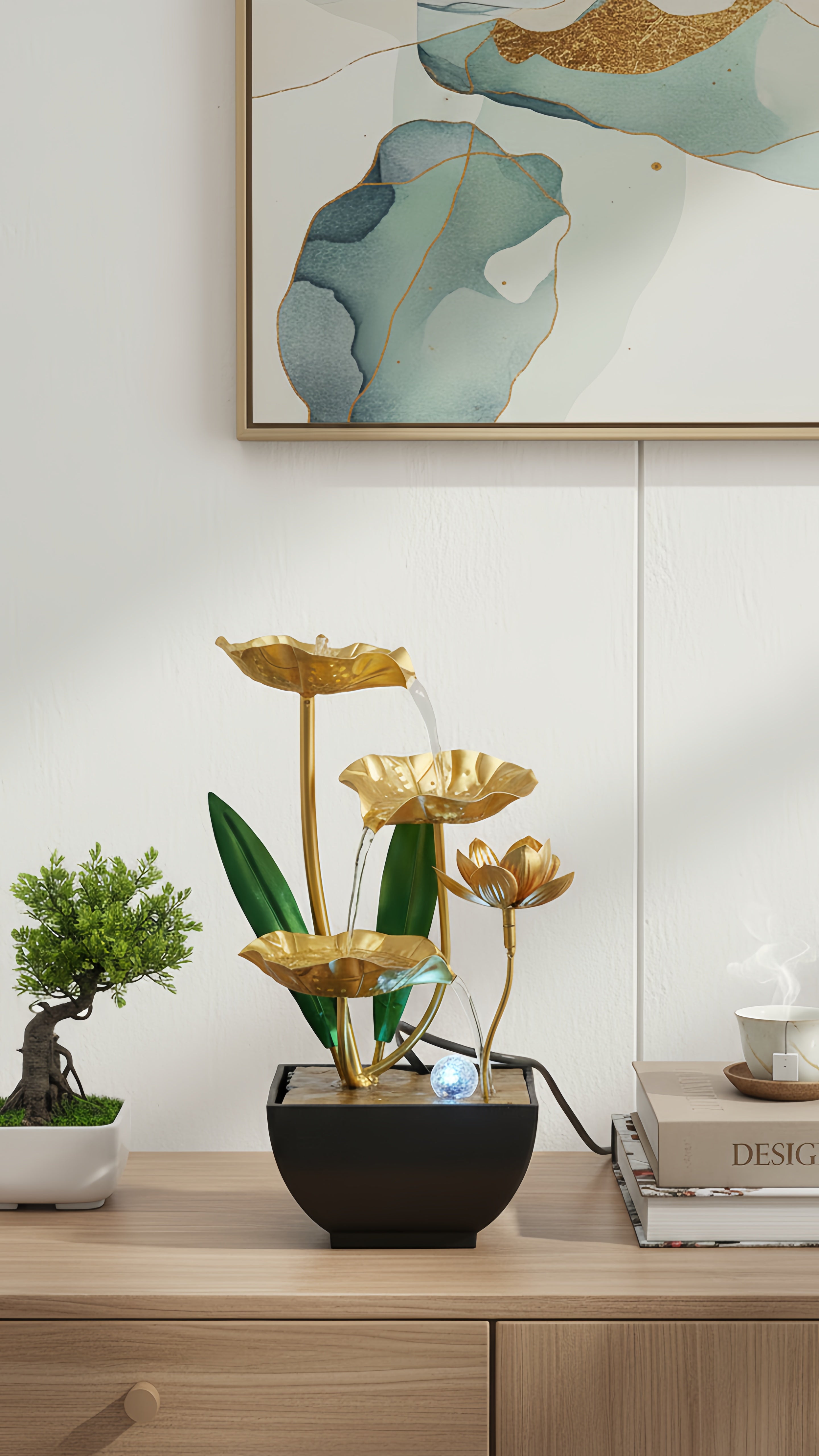 Fontaine Lotus Doré – Le murmure de la sérénité chez vous