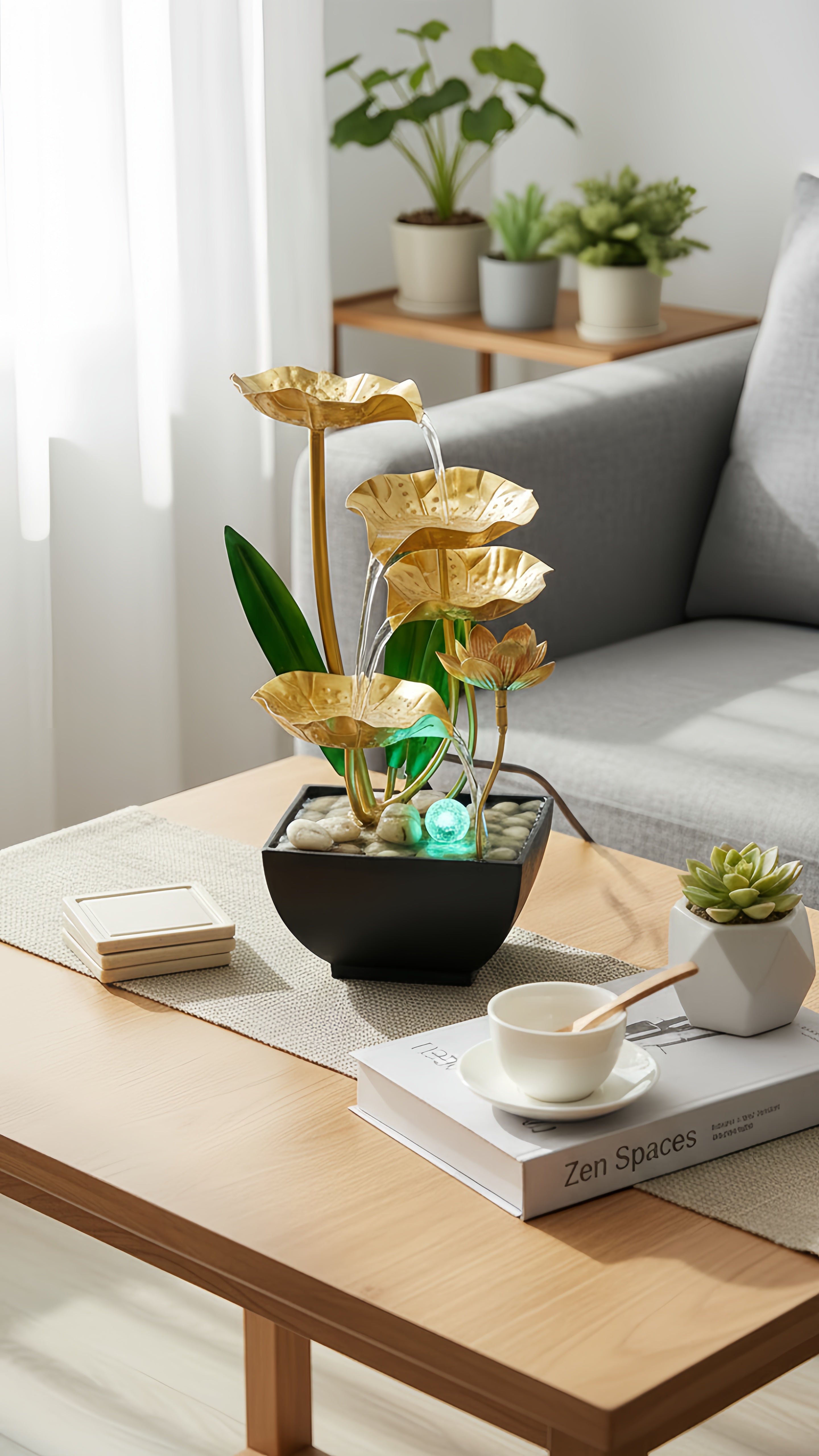 Fontaine Lotus Doré – Le murmure de la sérénité chez vous