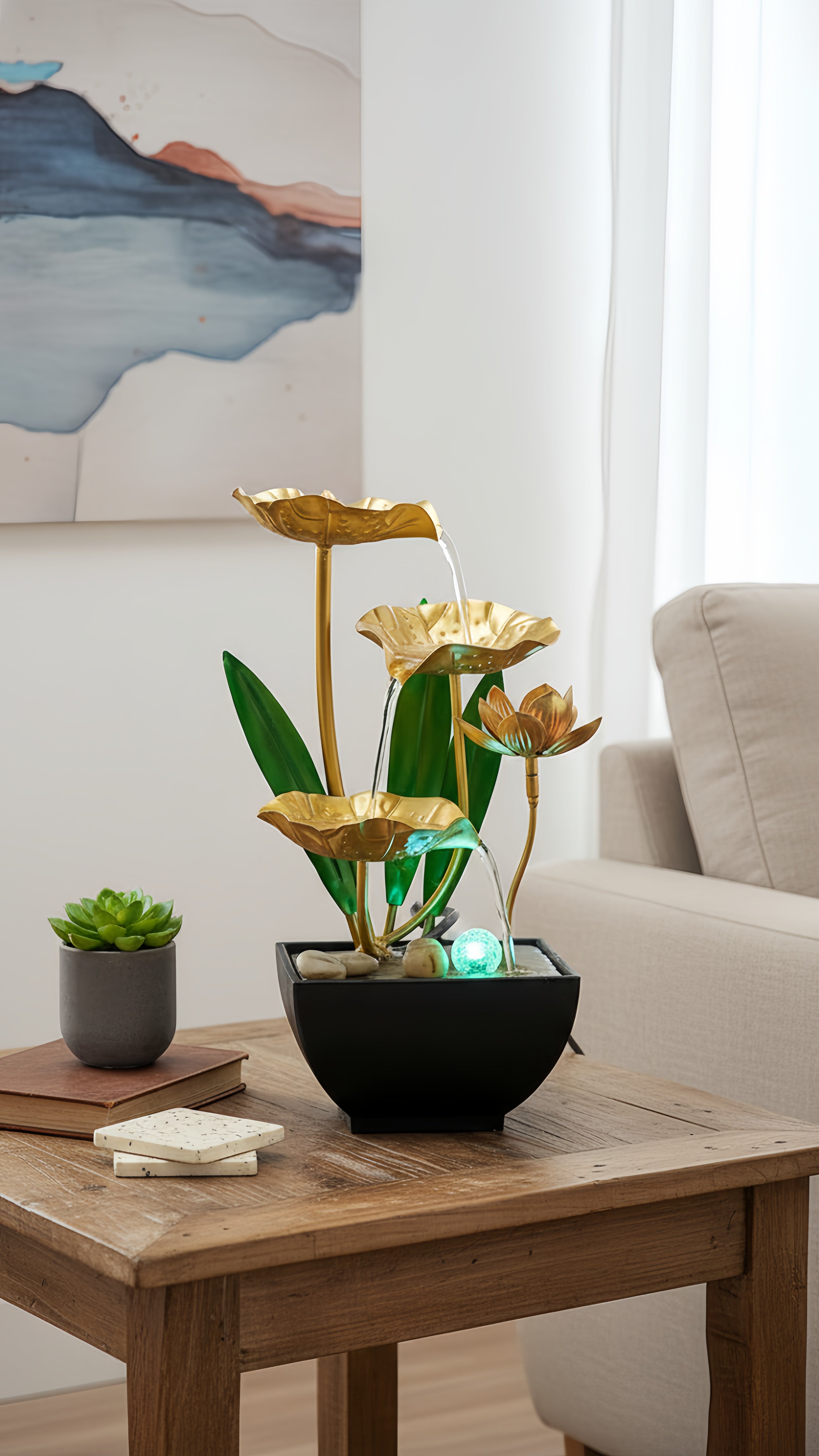 Fontaine Lotus Doré – Le murmure de la sérénité chez vous