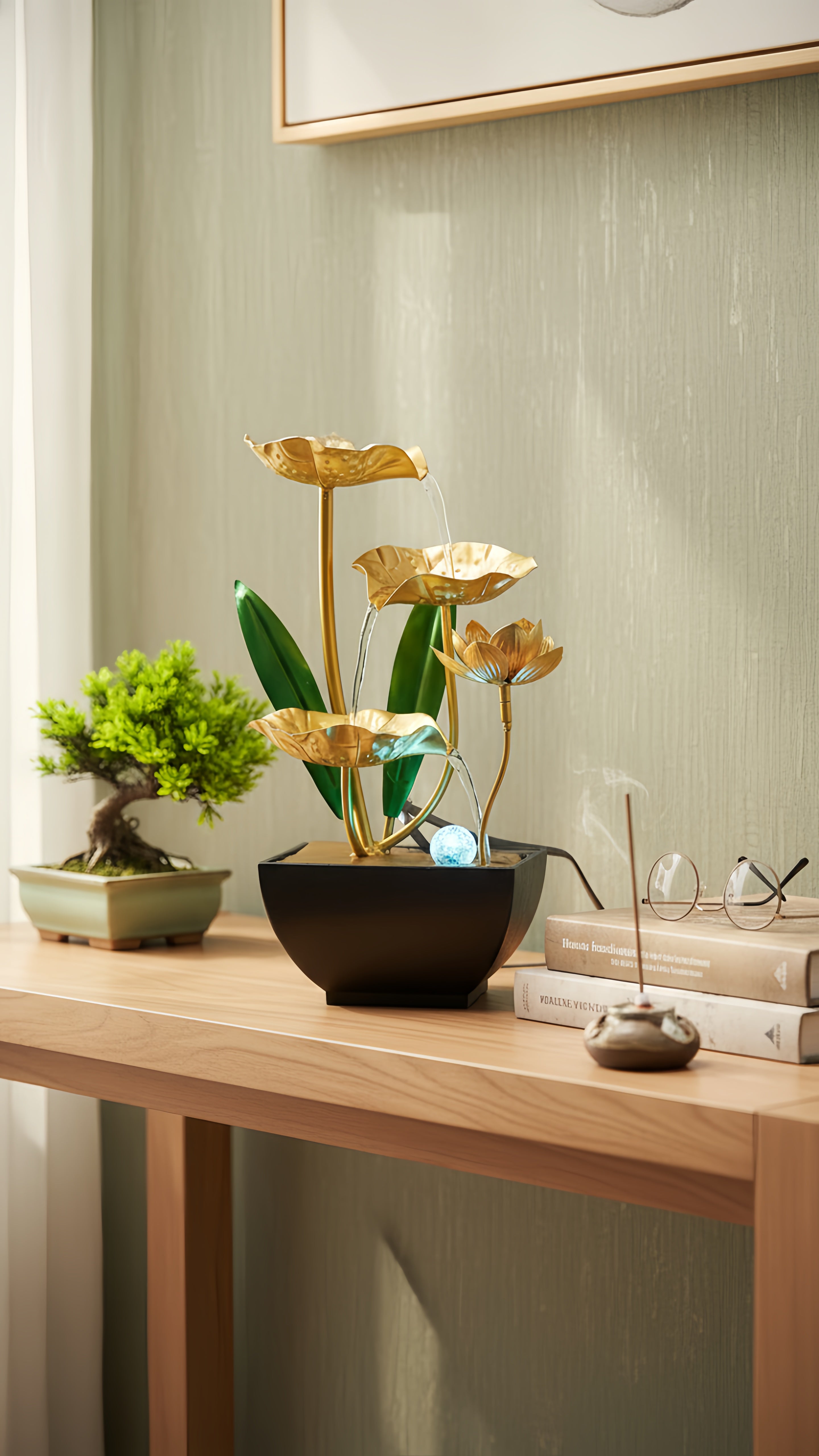 Fontaine Lotus Doré – Le murmure de la sérénité chez vous