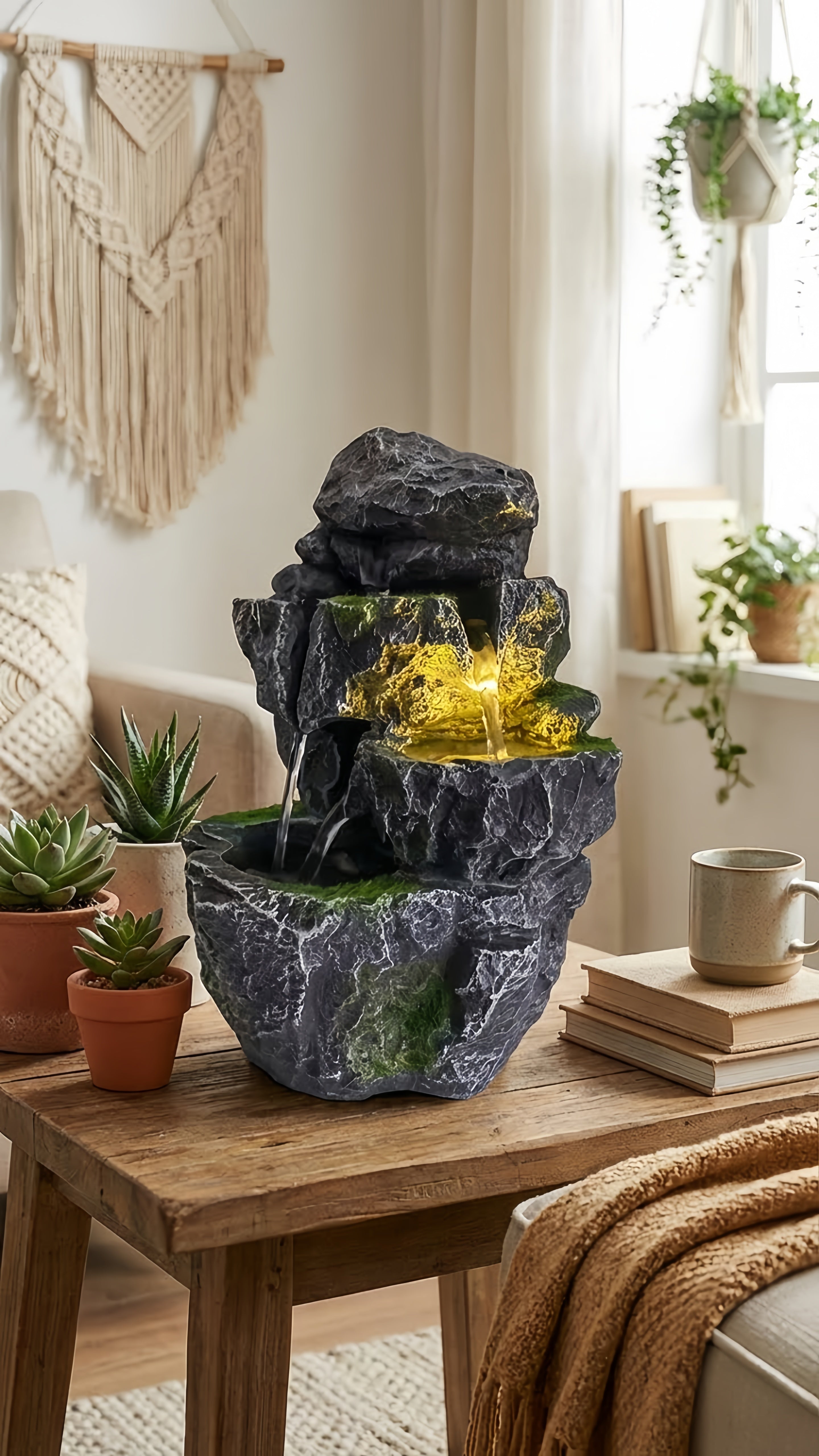 Fontaine LED Intérieure: Votre Oasis de Calme et d'Ambiance Naturelle