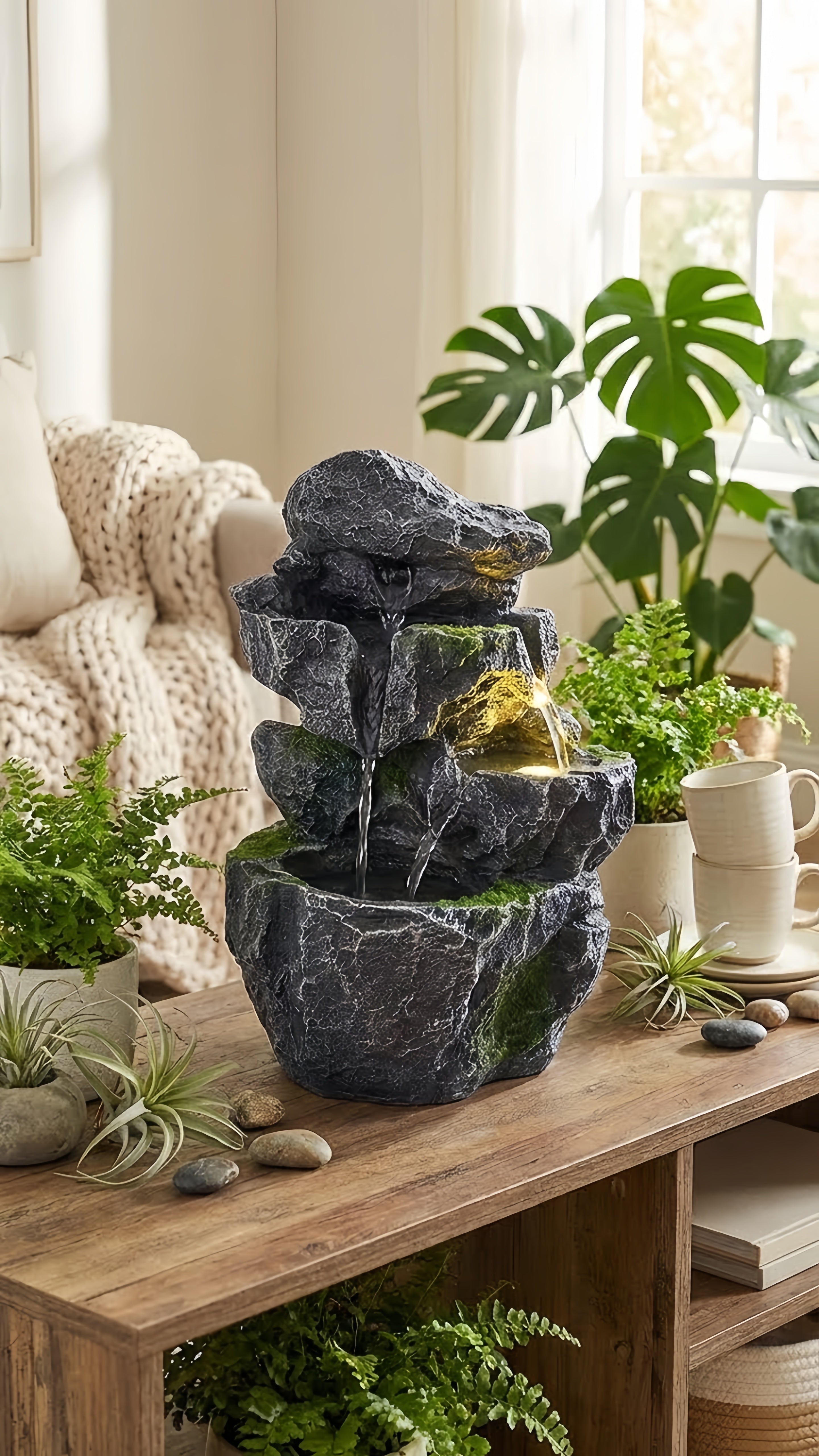 Fontaine LED Intérieure: Votre Oasis de Calme et d'Ambiance Naturelle