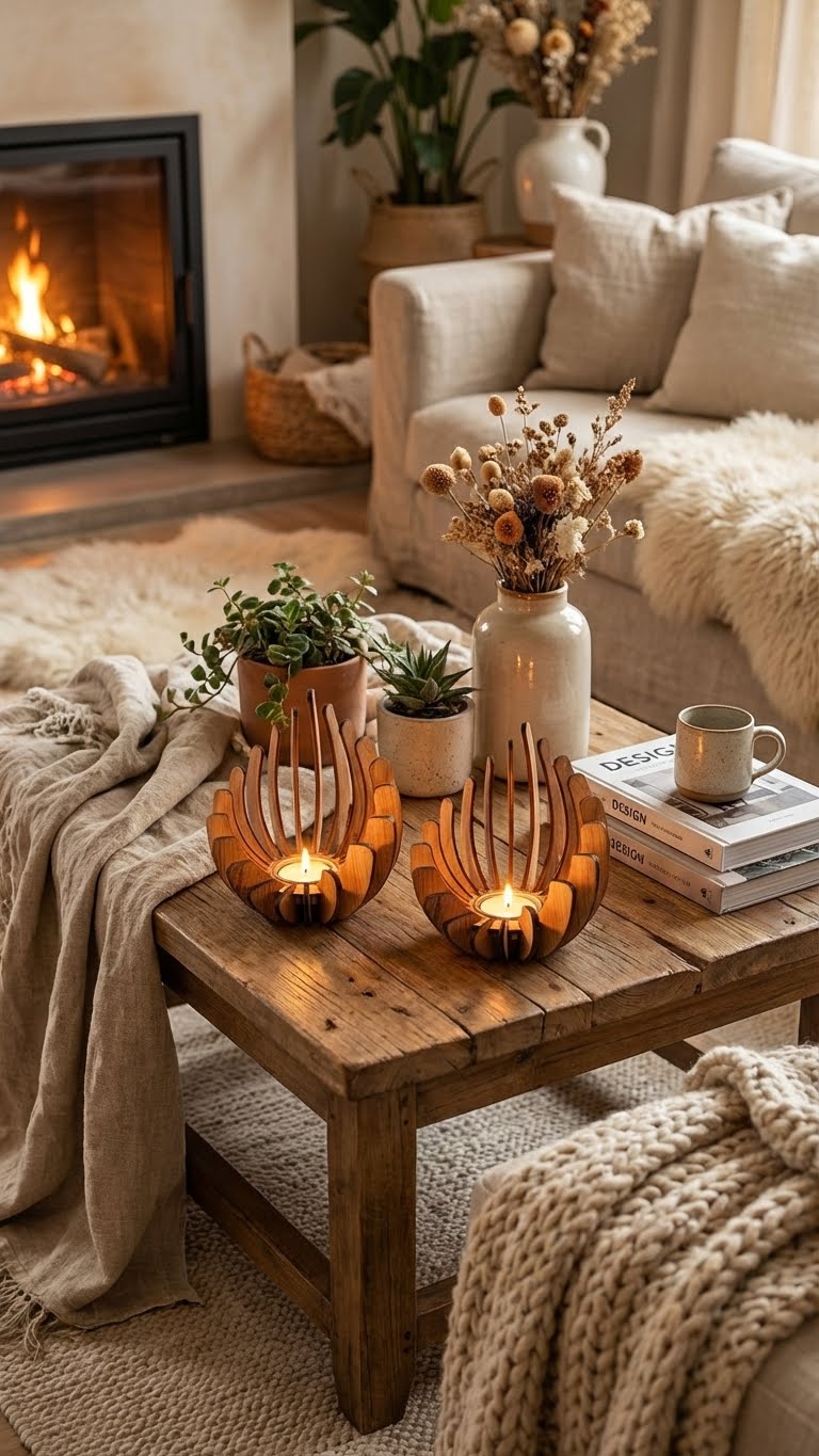 Bougeoirs Flamme en Bois - Ambiance Apaisante