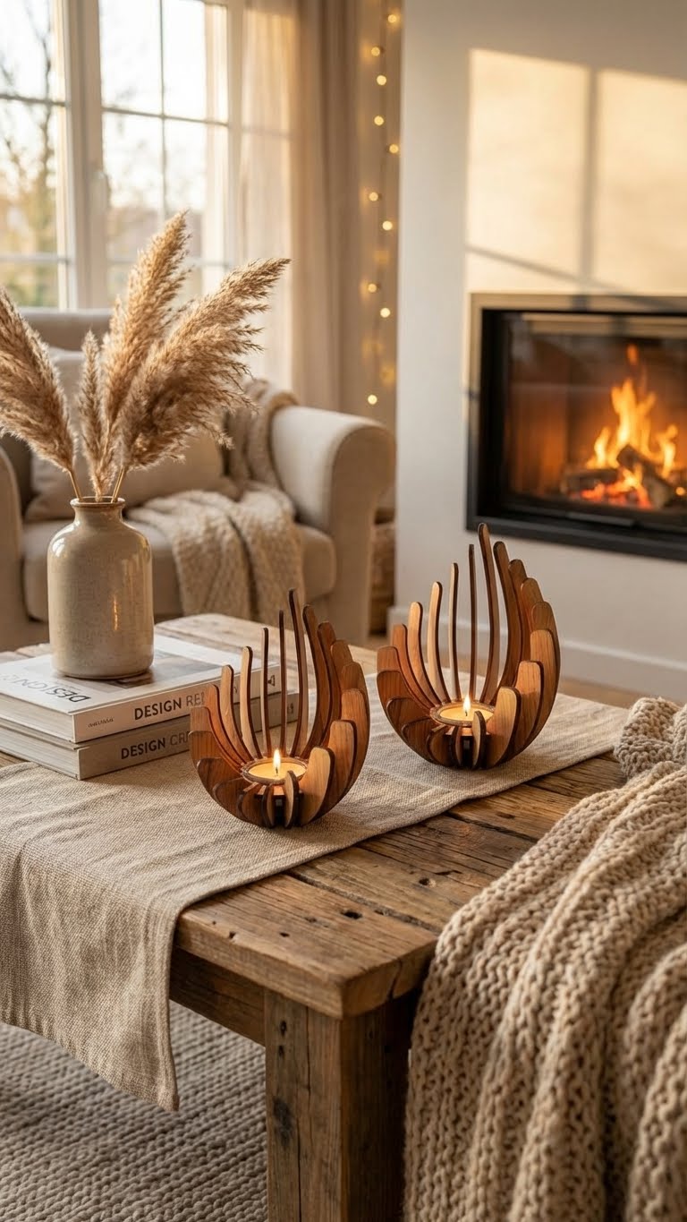 Bougeoirs Flamme en Bois - Ambiance Apaisante
