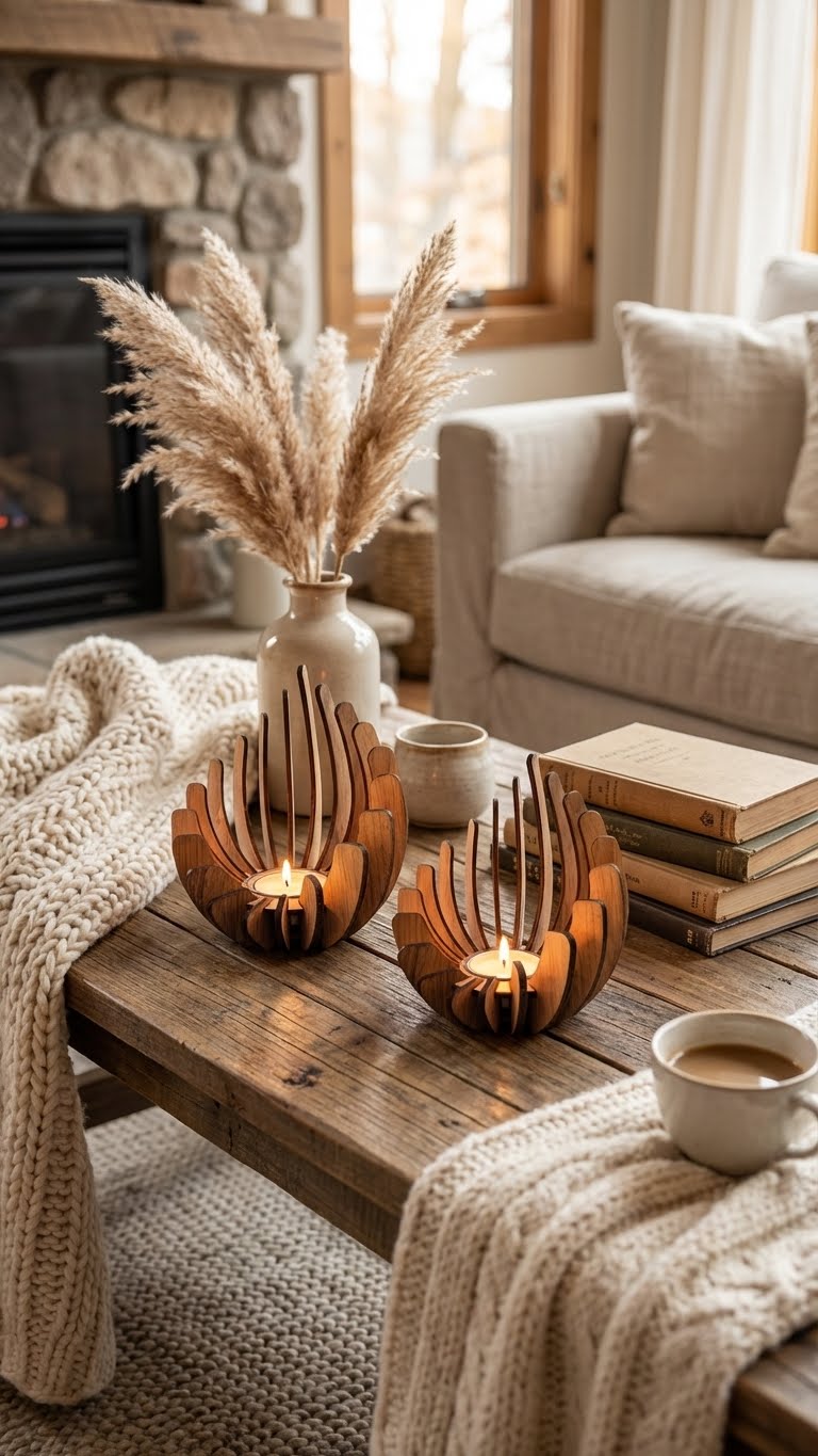 Bougeoirs Flamme en Bois - Ambiance Apaisante